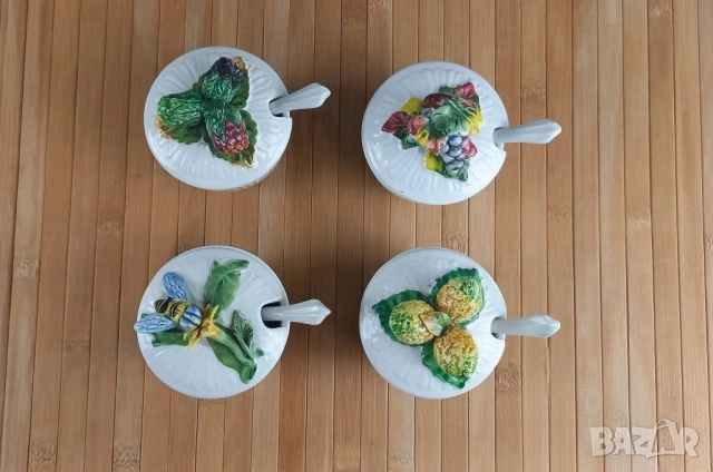 Италиански керамични бурканчета за сладко с лъжички, снимка 2 - Други - 51230172