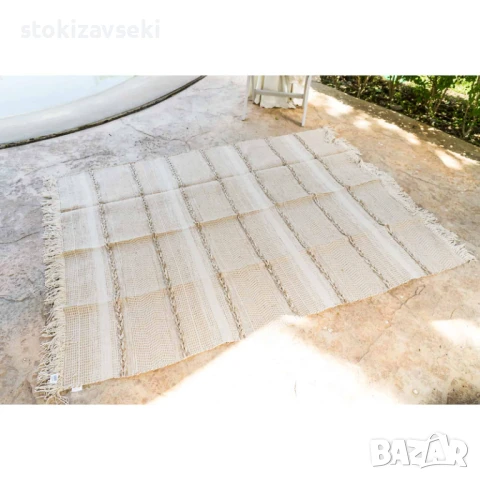 Килим тип черга с ресни, бежов цвят, 4 размера, снимка 1