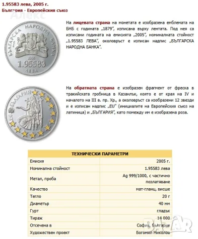 Монета България в Европейския съюз  сребърни възпоменателни монети