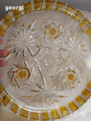 Немски двуцветен кристал плато и купа 13/3, снимка 7 - Прибори за хранене, готвене и сервиране - 35475592