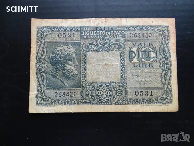 ИТАЛИЯ 10 лири / 1944, снимка 1