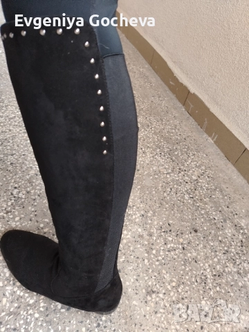 високи чизми 39 номер черно ниска платформа , снимка 7 - Дамски ботуши - 52287620