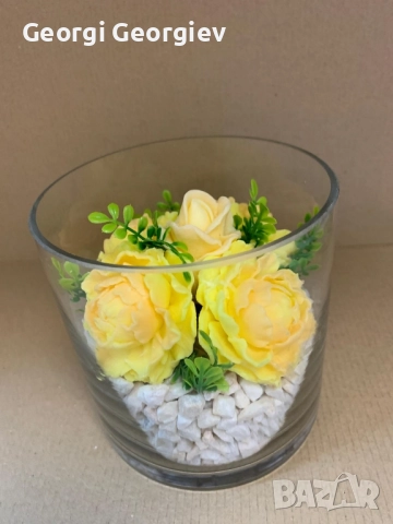 цветя изработени с глицеринов ароматен сапун и Българска роза Стара Загора,бивше кино Септември, снимка 10 - Декорация за дома - 52499815