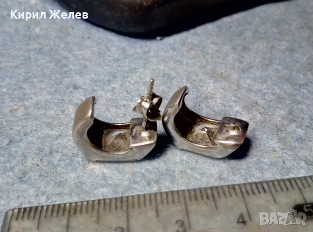 СТАРИ СРЕБЪРНИ ОБЕЦИ СРЕБРО 925 с ФАСЕТИРАН ЛАБОРАТОРЕН МОЙСАНИТ 1-та с НУЖДА от ЗАКОПЧАЛКА 49734, снимка 7 - Обеци - 48987305