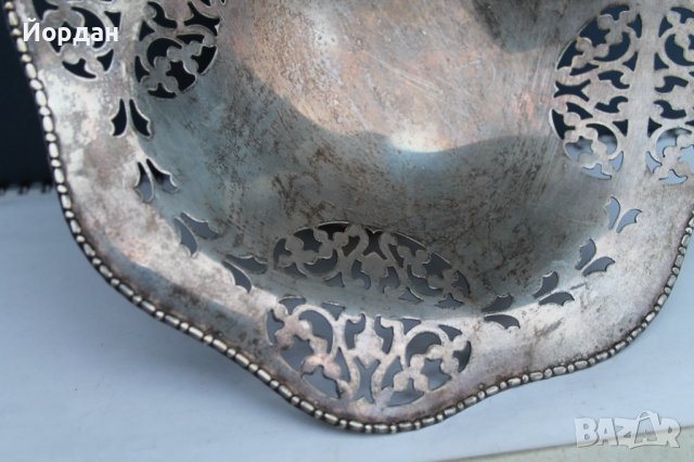  Посребрена англииска фруктиера, снимка 4 - Антикварни и старинни предмети - 39098507