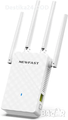 NEWFAST Wi-Fi усилвател 300 Mbps 2.4 GHz с 4 антени, Wi-Fi Repeater до 140 м²