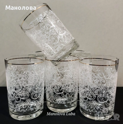 Ретро стъклени чаши дантела., снимка 6 - Сервизи - 53346224