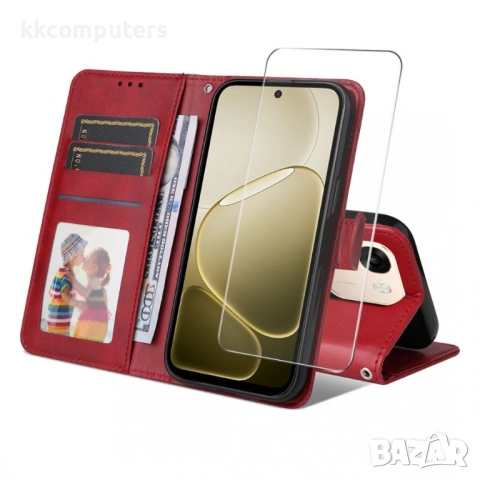 ENKAY HAT PRINCE Кожен Калъф за Oppo A6 Pro 4G / 5G / A6 5G - Портфейл, Стойка, 9H стъкло, 5 цвята, снимка 3 - Калъфи, кейсове - 54292750