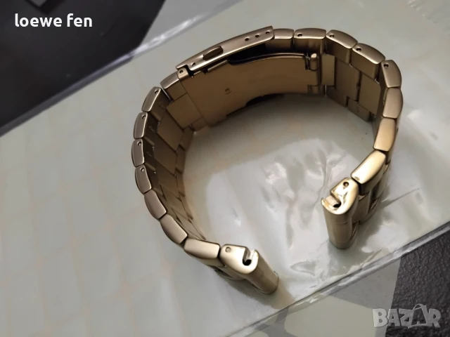 Верижка за часовник масивна плътна неръждаема стомана златиста златна позлатена gold!, снимка 7 - Каишки за часовници - 50741780