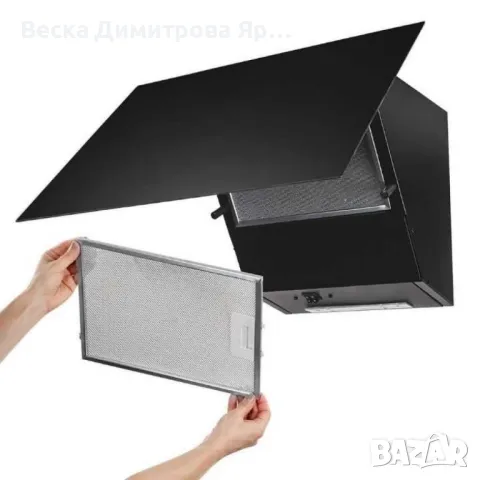 Абсорбатор, 142W, декоративен, стъкло, черен, снимка 4 - Абсорбатори - 48950469