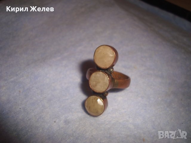 MNG - MANGO МАРКОВ БУТИКОВ МЕДЕН ФЕШЪН АРТ ПРЪСТЕН на МАНГО с ЮВЕЛИРНО ФАСЕТИРАН ЛУНЕН КАМЪК 21126, снимка 7 - Пръстени - 37463743