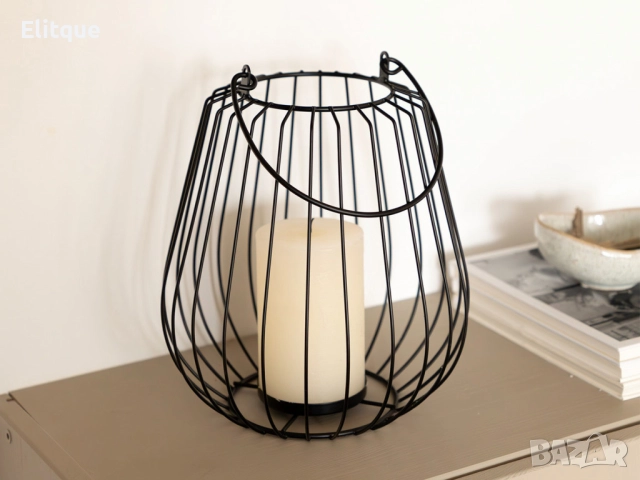 Метален свещник във форма на фенер, снимка 2 - Други стоки за дома - 52716066