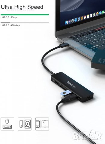 Dockteck USB C хъб, HyperExtended 6-в-1 докинг, 4K 60Hz HDMI, 100W PD, 2хUSB 3.0 , снимка 3 - Други - 35108910