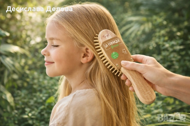 Дървена четка за коса la fabrik green , снимка 2 - Аксесоари за коса - 54089414