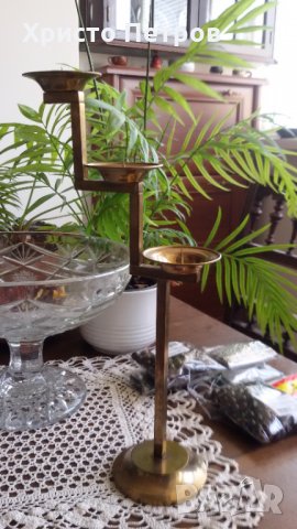 КРАСИВ СВЕЩНИК МЕСИНГ МАСИВ, снимка 5 - Декорация за дома - 30032697