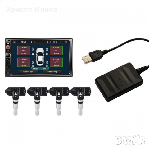 TPMS Датчик Сензор Монитор Наблюдение Налягането в Гумите Android USB, снимка 10 - Части - 36447416