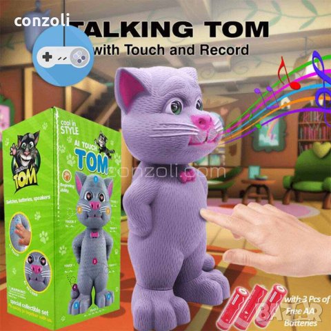 Говорещ Том (my talking Tom ) Интерактивна говореща котка играчка, снимка 2 - Музикални играчки - 35225901