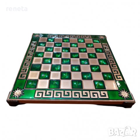 Шах, Римляни,метален,25х25,зелен, снимка 3 - Шах и табла - 37495363