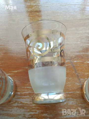 Чаши за вино с кана златен кант от средата на миналия век винтидж, снимка 7 - Сервизи - 50280354