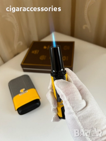 Комплект Cohiba – калъф от естествена кожа и метална запалка, снимка 2 - Запалки - 51102147