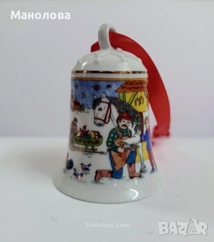 Порцеланова коледна камбанка и ботуш от колекцията на Hutschenreuther., снимка 3 - Други ценни предмети - 52396531
