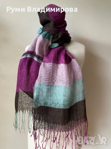 Шал от 100 % лен/ различни видове, снимка 5 - Шалове - 52621438