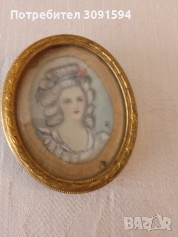 Антична викторианска ръчно рисувана миниатюра на френска притворна дама подписана , снимка 14 - Антикварни и старинни предмети - 44403181