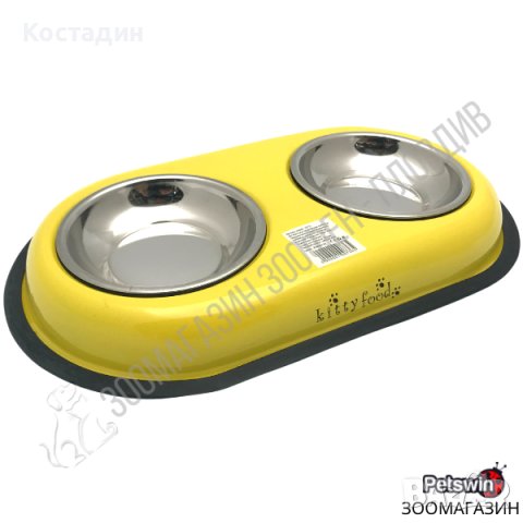 Двойна Купа и Две Купи Инокс - за Куче/Коте - 2x180ML- Жълта разцветка, снимка 2 - За кучета - 36626355