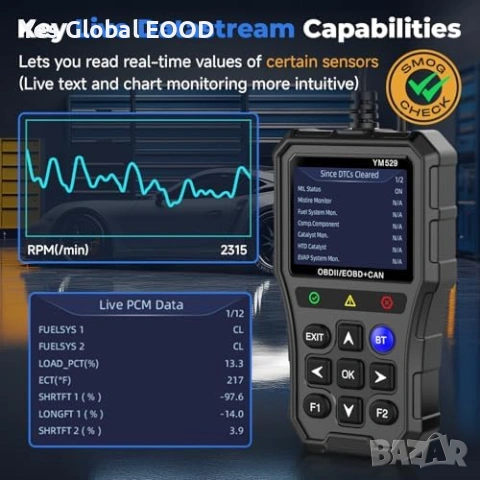 Bluetooth OBD2 диагностика с дисплей и тест батерия, снимка 7 - Друга електроника - 53983593