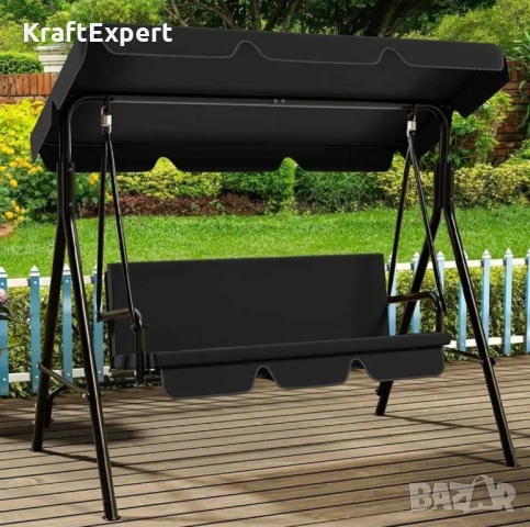 Градинска Люлка за Трима със Сенник – Стил и Устойчивост на Открито!, снимка 4 - Градински мебели, декорация  - 50653878