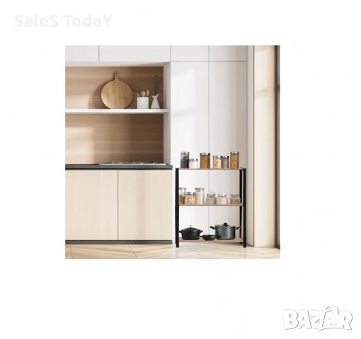 Дървен рафт с 3 рафта, етажерка, 65x29x78 см, кухня, хол, офис, снимка 2 - Етажерки - 39947909