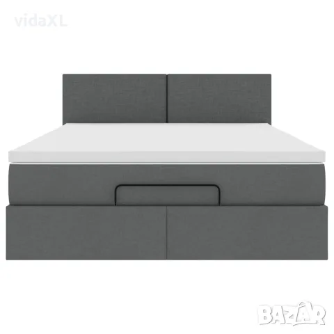 vidaXL Османска легло с матрак и LED, тъмносиво, 140x200 см, плат, снимка 8 - Спални и легла - 56147017