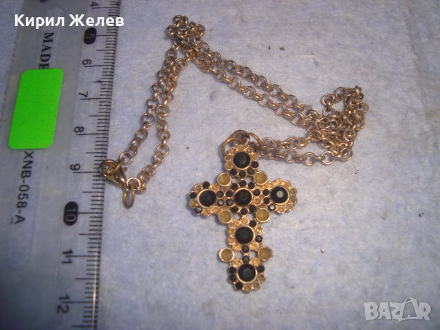 СТАРО АЖУРНО МЕСИНГОВО ВИНТИДЖ АРТ КРЪСТЧЕ - КОЛИЕ с ВЕРИЖКА 21148, снимка 3 - Колиета, медальони, синджири - 36975034