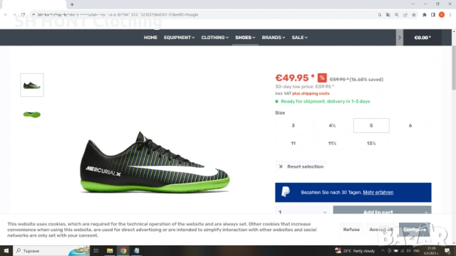 NIKE JR MERCURIALX VAPOR XI IC размер EUR 35 / UK 2,5 детски футболни за зала 133-13-S, снимка 2 - Футбол - 53046836