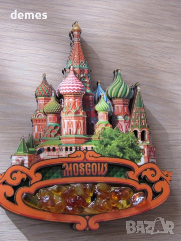 Автентичен дървен 3D магнит от Москва, Русия-серия-, снимка 5 - Колекции - 39247603