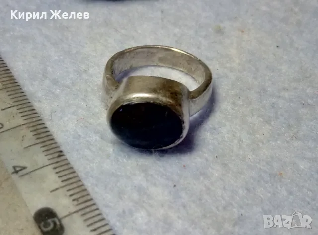 СТИЛЕН РЕТРО АРТ СРЕБЪРЕН ПРЪСТЕН СРЕБРО 925 с ШЛИФОВАН ЧЕРЕН ОНИКС РЪЧНА ИЗРАБОТКА 10089, снимка 6 - Пръстени - 49916921