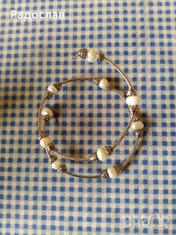 двойна гривна с естествени перли , снимка 4 - Гривни - 39926935