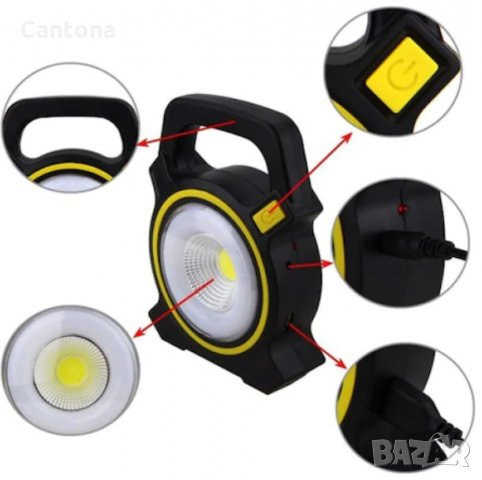 Преносима работна лампа със соларен панел и USB порт – Cob Work Lights JY-819, снимка 2 - Къмпинг осветление - 31460025