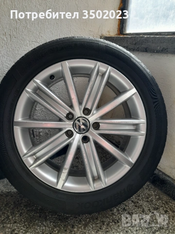 Джанти с Гуми 18 цола 5x112 Vw Tiguan / Фолксваген Тигуан . 7J ET43 ц Централен отвор 57.1, снимка 7 - Гуми и джанти - 54007392