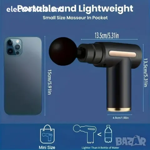 Акумулаторен ръчен Пистолет за масаж и възстановяване, дълбокотъканен с 4 масажни глави и 6 степени, снимка 5 - Медицинска апаратура - 48105280