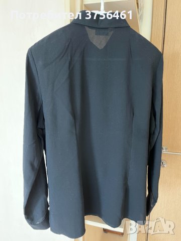Черна риза с дълг ръкав и бродерия, снимка 2 - Ризи - 42042228