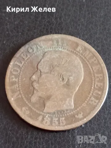 Стара монета 5 сантима 1855г. Франция Наполеон трети 30244, снимка 4 - Нумизматика и бонистика - 48860189