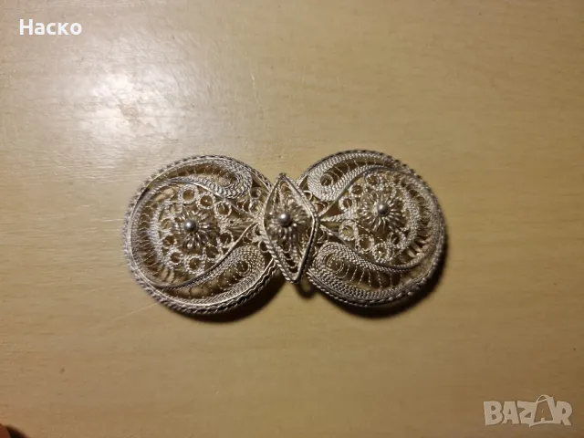 възрожденска брошка пафта филигран сребърна , снимка 6 - Антикварни и старинни предмети - 48631670