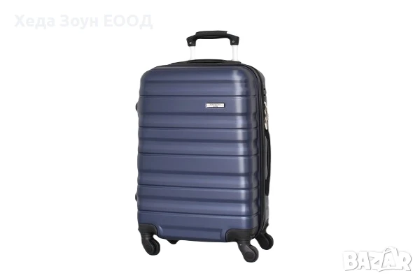 Куфар 55 х 37 х 23 см малък с махащи се колелца Син/ Сив, снимка 8 - Куфари - 51017475