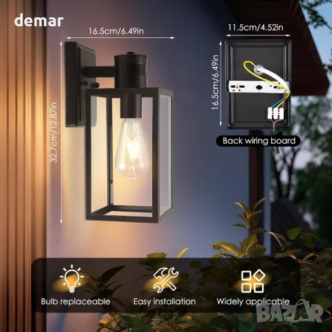 QCXWCJWD Външно стенно осветление със сензор за движение, стенен фенер със сензор, водоустойчив, снимка 2 - Външни лампи - 49885868