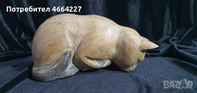 Ръчно изработена дървена фигурка на котка, снимка 4 - Декорация за дома - 52860535