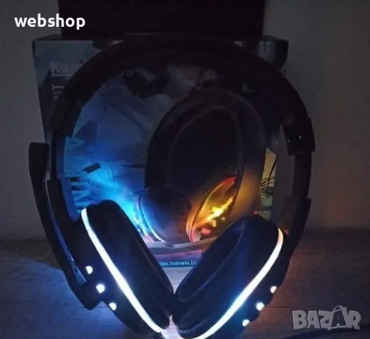Светещи слушалки с микрофон, атрактивен дизайн и мощен звук , снимка 1