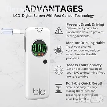 Тестер за алкохол в издишания въздух с цифров LCD дисплей, снимка 2 - Друга електроника - 42925112