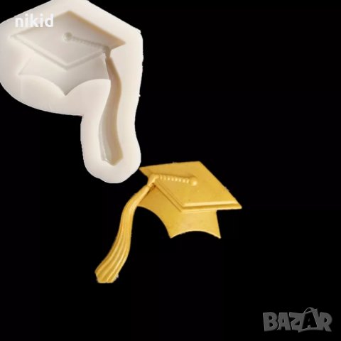 Квадратна голяма тога тога шапка за завършване силиконов молд форма декорация фондан, снимка 3 - Форми - 35558689