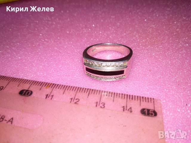 ПРЕКРАСЕН СКЪПОЦЕНЕН СРЕБЪРЕН ПРЪСТЕН РОДИРАНО СРЕБРО 925 с ЧЕРЕН ОНИКС и ИСКРЯЩИ ЦИРКОНИ 43361, снимка 15 - Пръстени - 44392509